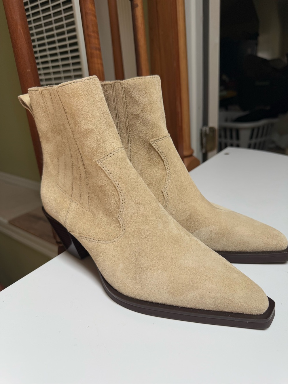 rag & bone Beige Suede Pointed Ankle Booties - Picture 5 of 10